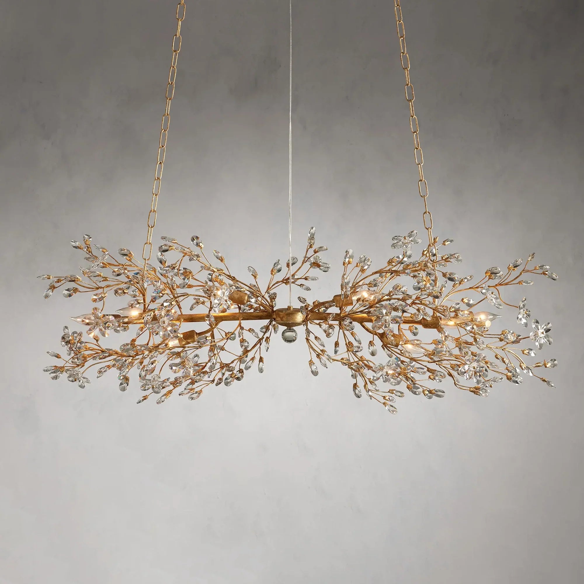 Crystal Flowers Fiore Linear Chandelier - All Products, Bedroom, Best Sellers, Branch, Chandelier, Dinner Room, Fiore Series, Kitchen- Chandelier1-Luxehomezone
