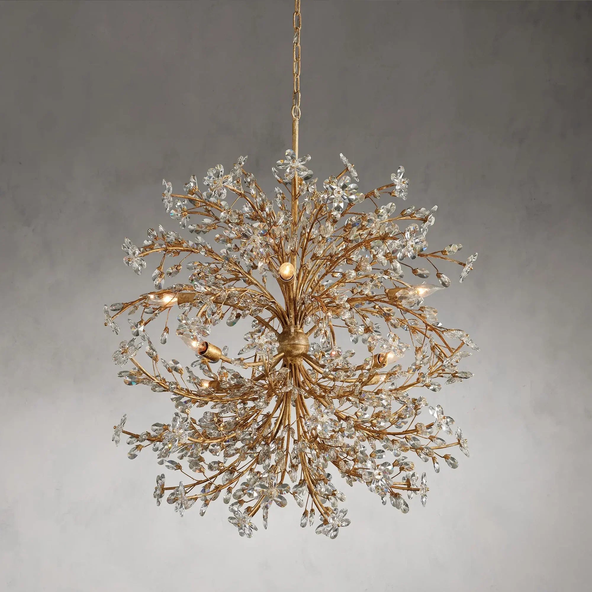 Crystal Flowers Fiore Round Chandelier 8 Light - All Products, Bedroom, Branch, Chandelier, Dinner Room, Fiore Series, Kitchen- Chandelier1-Luxehomezone