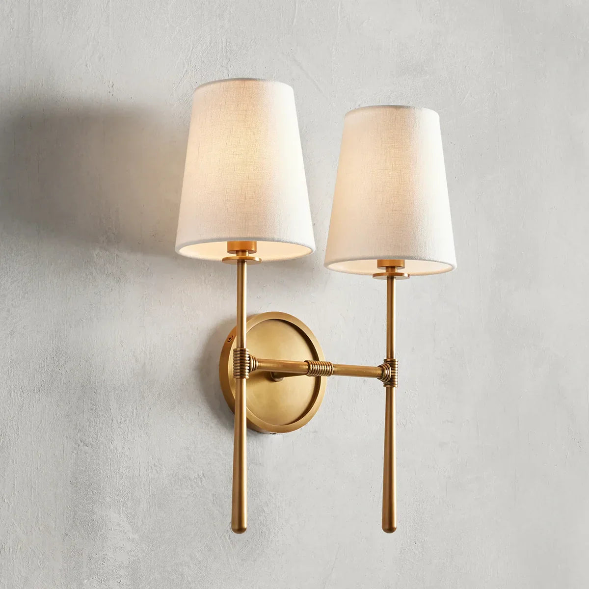 Art Fabric Lamp Shade Rhode Double Wall Sconce - Rhode Series, Wall Sconce- Wall Sconce1-Luxehomezone