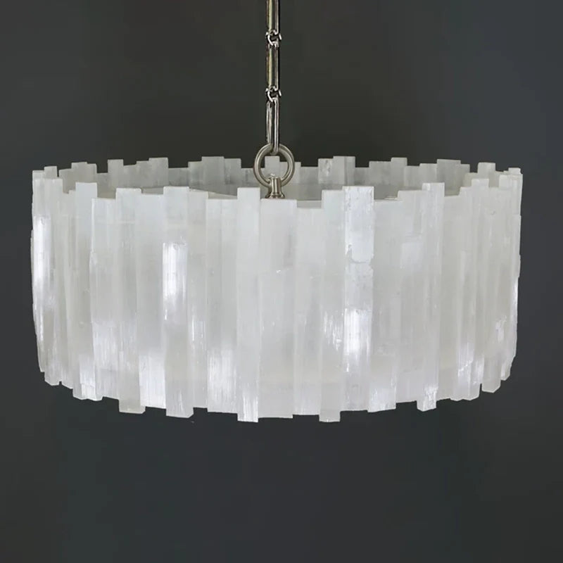 Mary Selenite Round Multi-Tier Chandelier Nikel