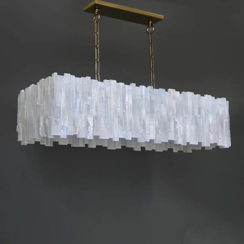 Mary Selenite Rectangular Multi-Tier Chandelier