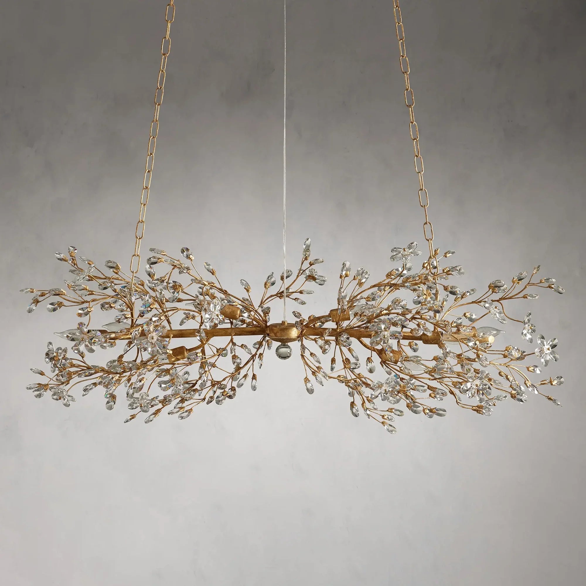 Crystal Flowers Fiore Linear Chandelier - All Products, Bedroom, Best Sellers, Branch, Chandelier, Dinner Room, Fiore Series, Kitchen- Chandelier1-Luxehomezone