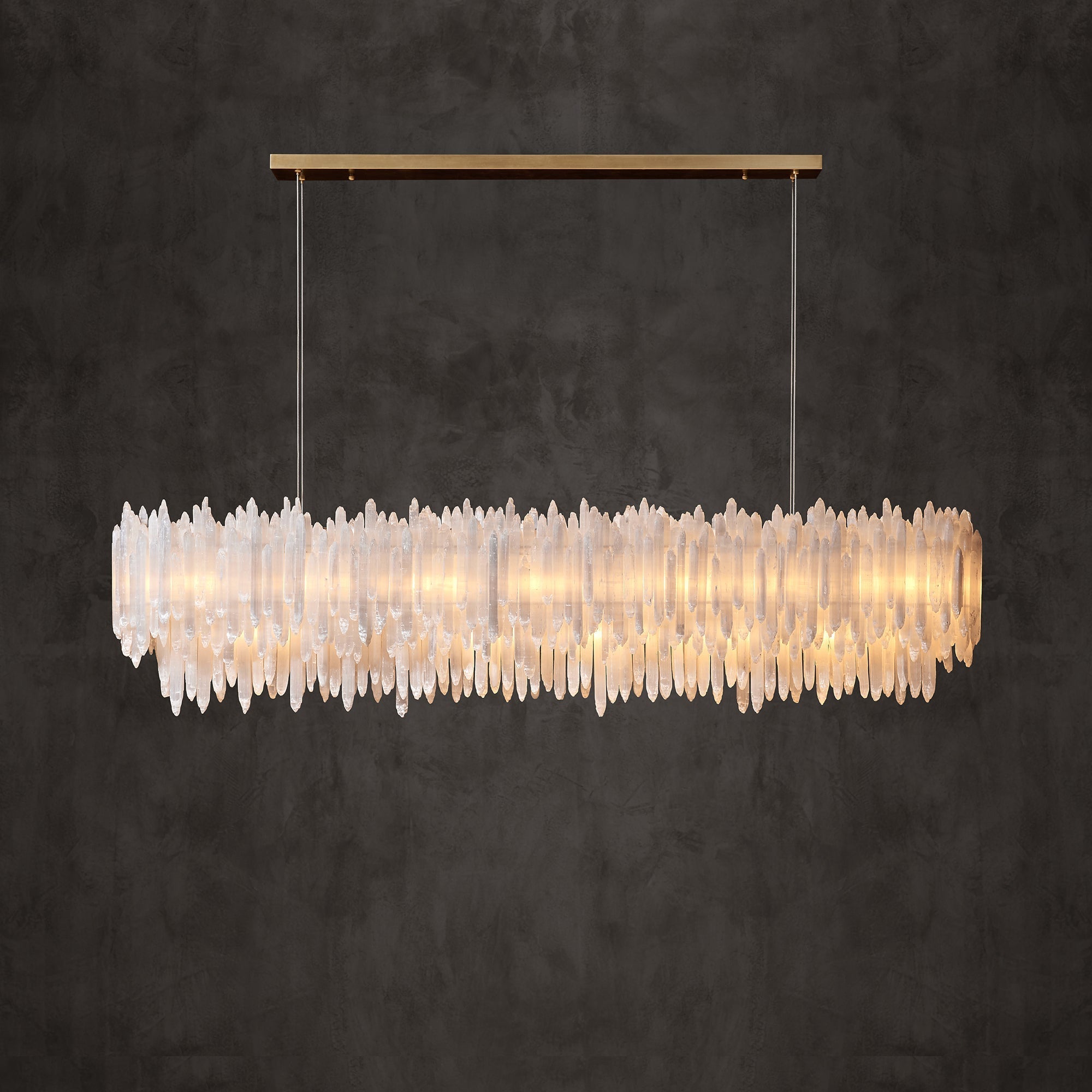Art Selenite Layer Rectangular Chandelier - Chandelier, Living Room, Selenite Series- Chandelier1-Luxehomezone