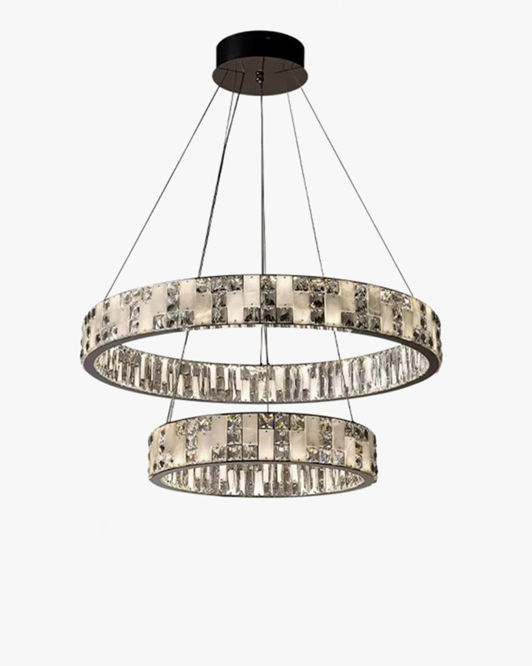 Tiered Round Crystal Alabaster Chandelier