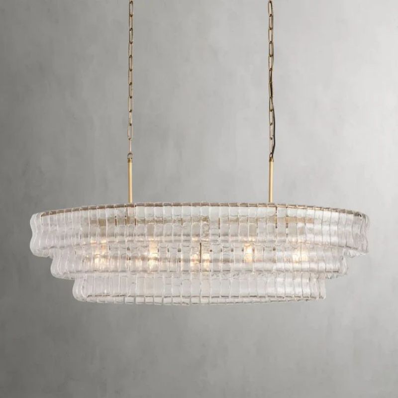 Art Glass Ghiaccio Oval Chandelier - All Products, Best Sellers, Chandelier, Ghiaccio Series, Glass- Chandelier1-Luxehomezone