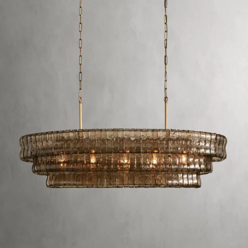 Art Glass Ghiaccio Oval Chandelier - All Products, Best Sellers, Chandelier, Ghiaccio Series, Glass- Chandelier1-Luxehomezone