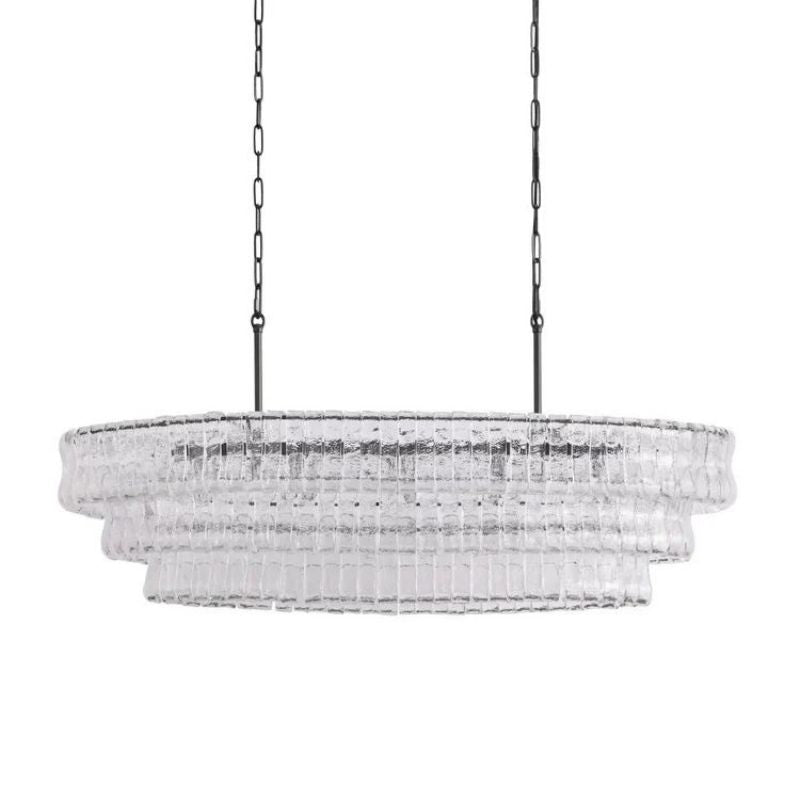 Art Glass Ghiaccio Oval Chandelier - All Products, Best Sellers, Chandelier, Ghiaccio Series, Glass- Chandelier1-Luxehomezone