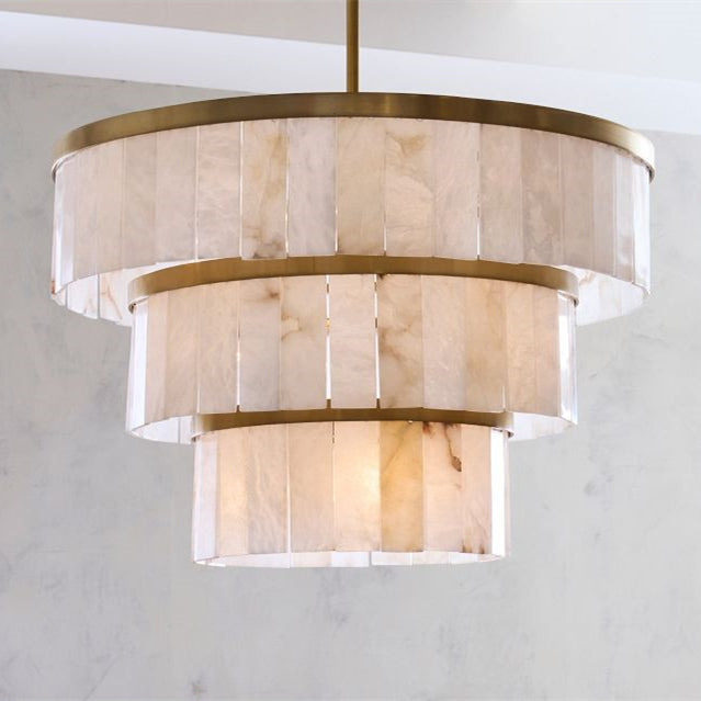 Windham Alabaster Round 3-Tier Chandelier