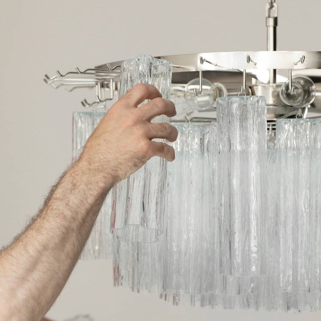 Tronchi Murano Glass Chandelier – 101 Tuber – Transparent