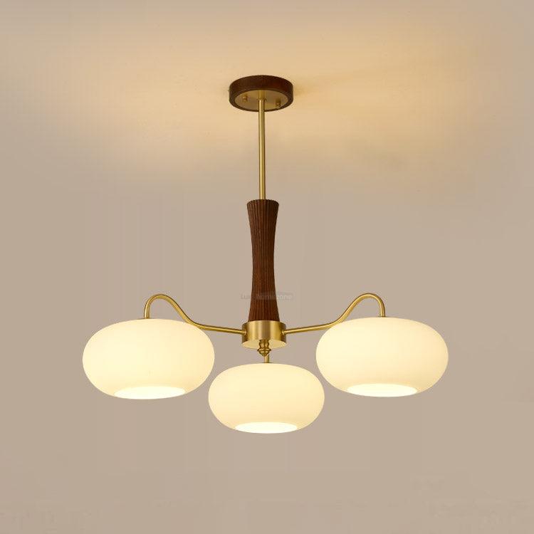 Brass Wooden Persimmon Ceiling Light For Living Room - Glass Chandelier, Persimmon, Semi Flush Mounts-1-Luxehomezone