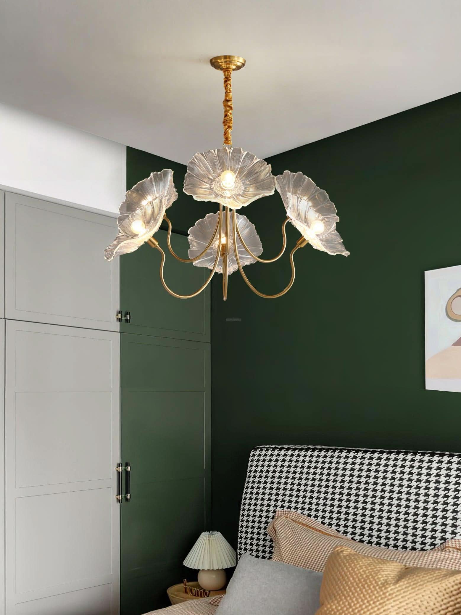 Lotus Leaf Glass Chandelier ∅ 35.4″ - Luxehomezone