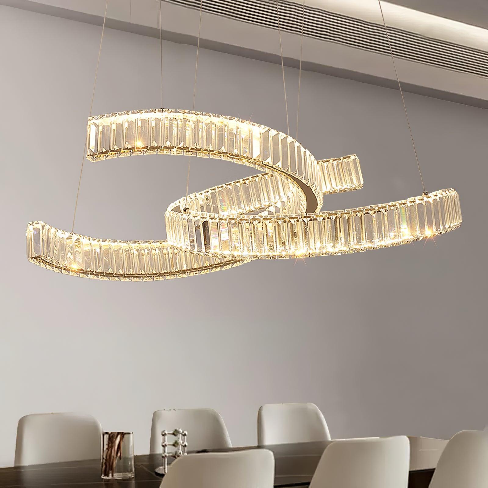 Vortex Double Circular Chandelier - Crystals, Straps-1-Luxehomezone