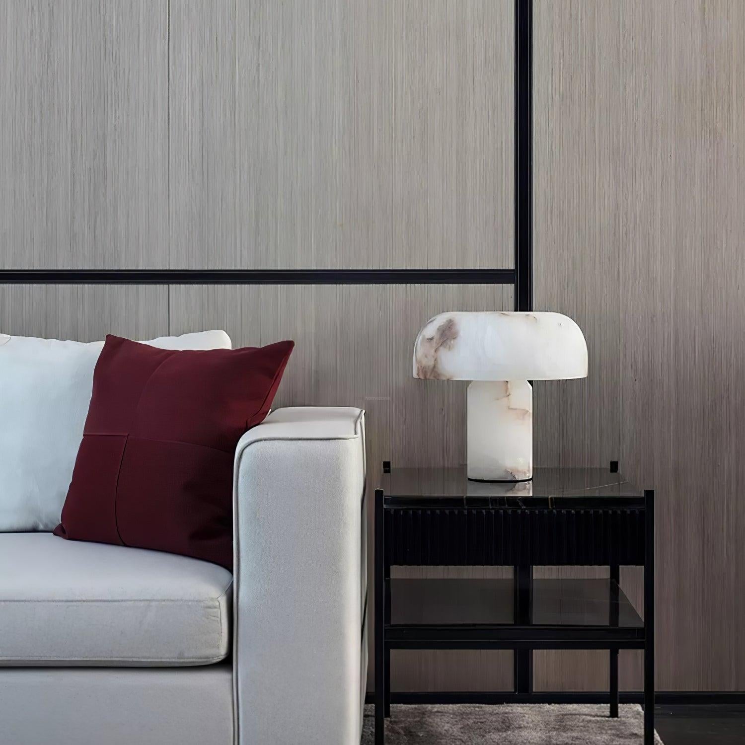 Mushroom Table Lamp Style B - Alabaster-1-Luxehomezone