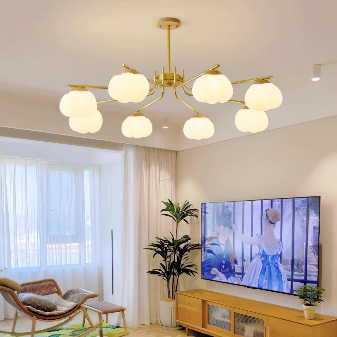 Plastic Cotton Balls Chandelier with 5/8 heads - Zahara-1-Luxehomezone