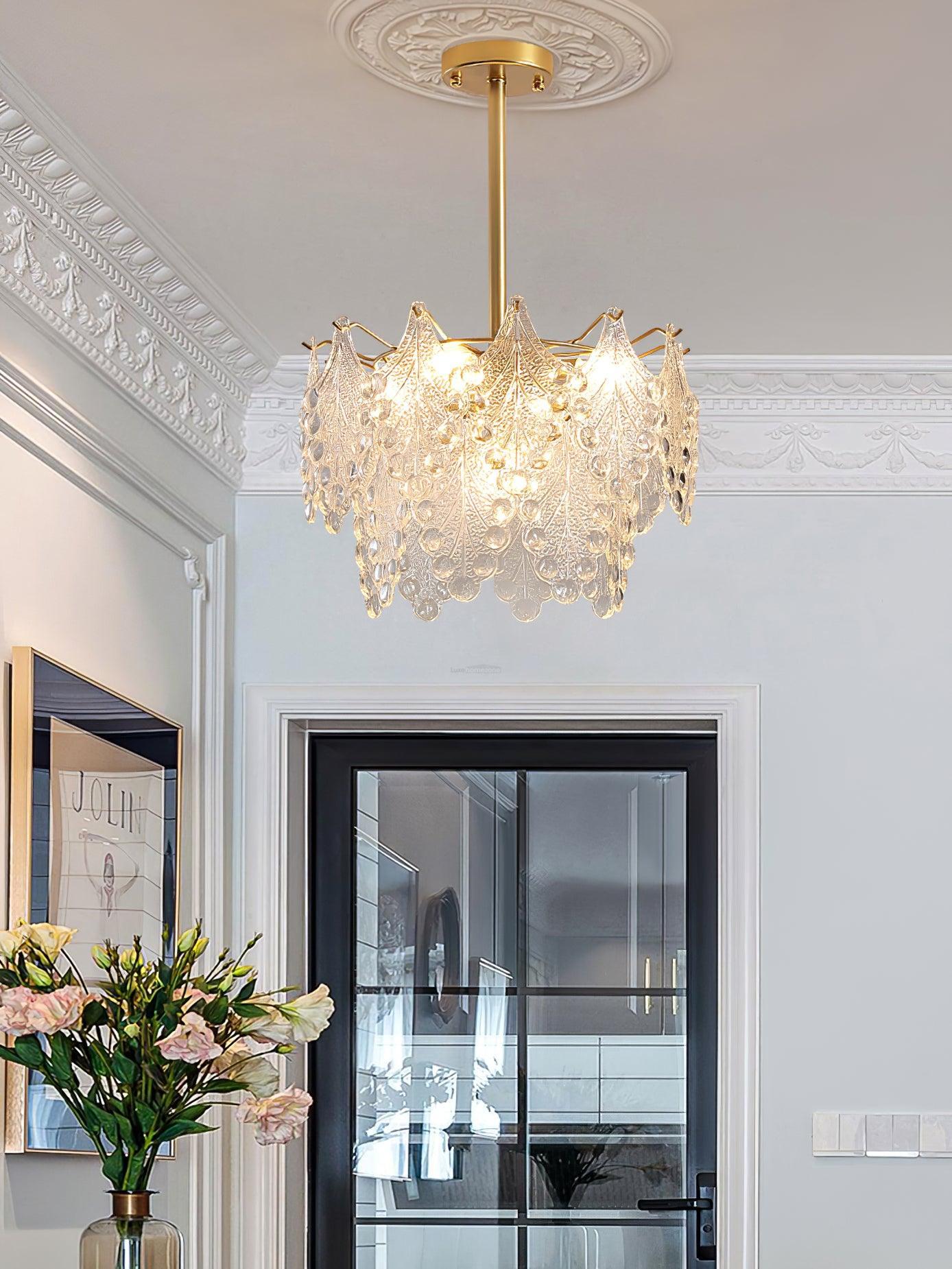Tiered Carved Glass Chandelier Φ 15.7″ - Luxehomezone