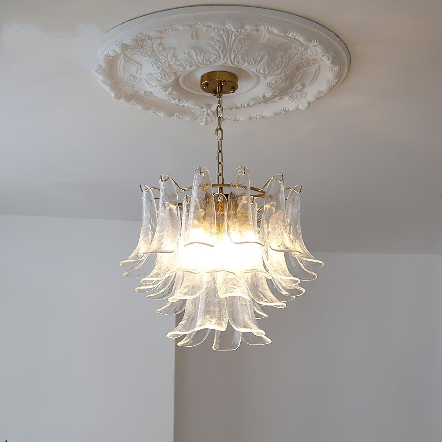 Glass Leaf Cascade Chandelier with 3/4 layer - Luxehomezone