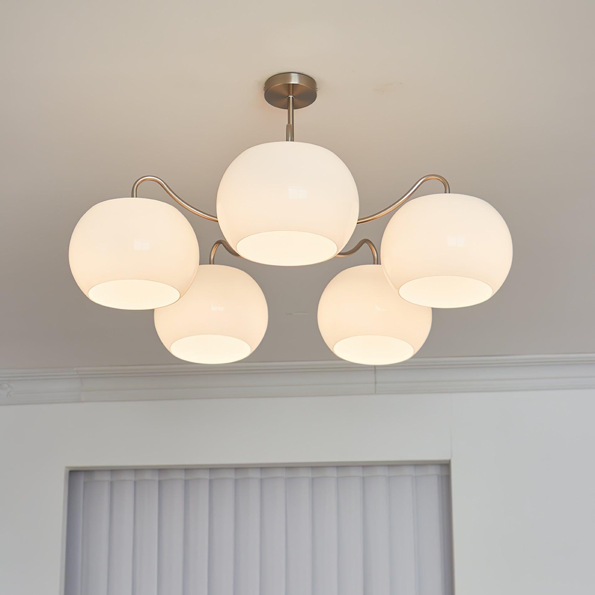 Nickel Glass Persimmon Chandelier with 3/5 heads - Glass Chandelier, Optimized, Persimmon-1-Luxehomezone