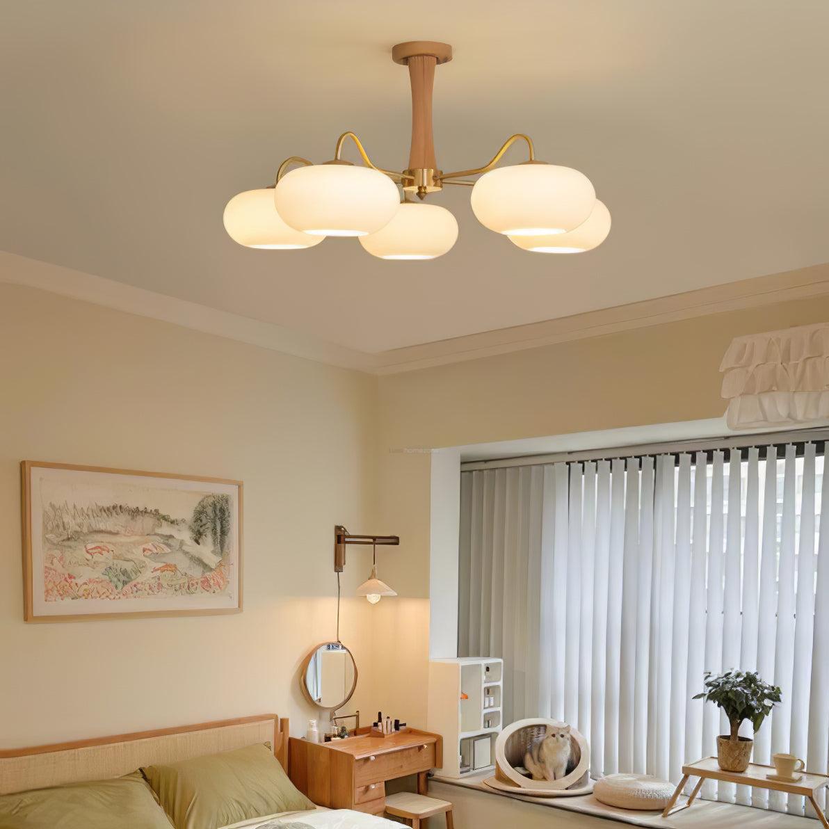 Brass Wooden Persimmon Ceiling Light For Living Room - Glass Chandelier, Persimmon, Semi Flush Mounts-1-Luxehomezone