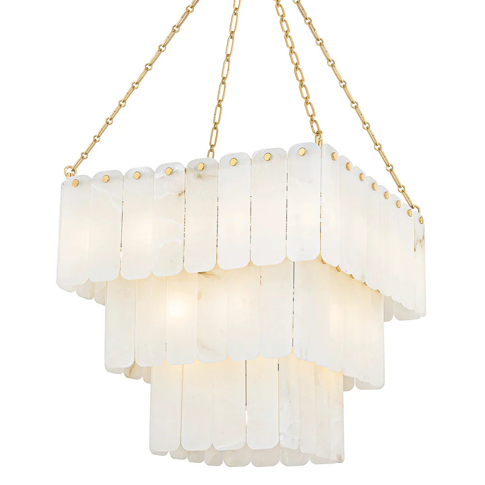 Moissanite Alabaster Square 3-Tier Chandelier