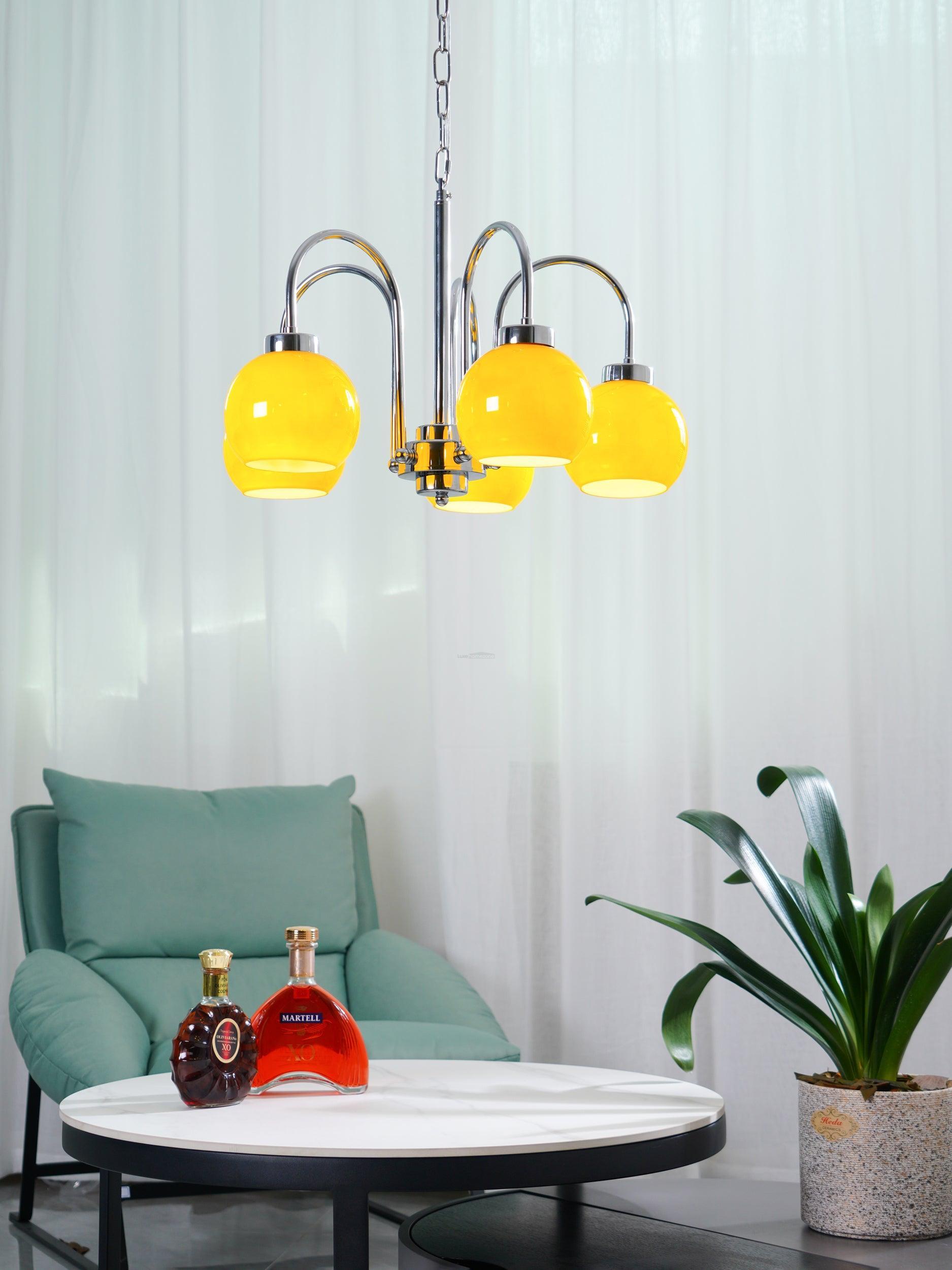 Loa Chandeliers with 3/4/5 heads - Glass Chandelier, Persimmon-1-Luxehomezone
