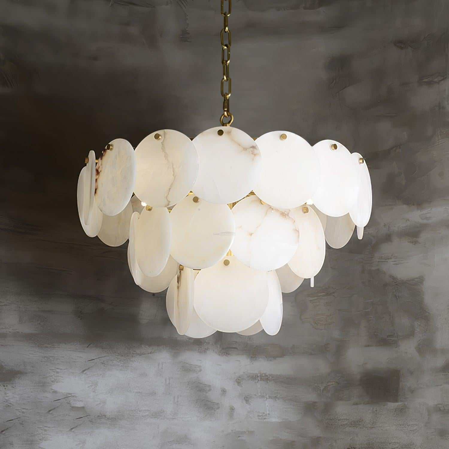Alabaster Shell Brass Chandelier with 2/3/4/5/6 layer - Alabaster, Alabaster Chandelier-1-Luxehomezone