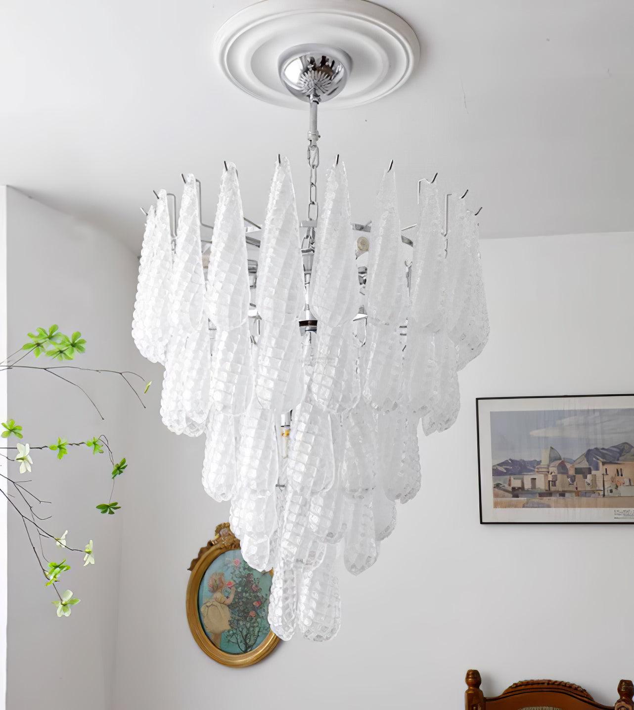 Grid Glass Style Waterfall Chandelier - Cylinder-1-Luxehomezone