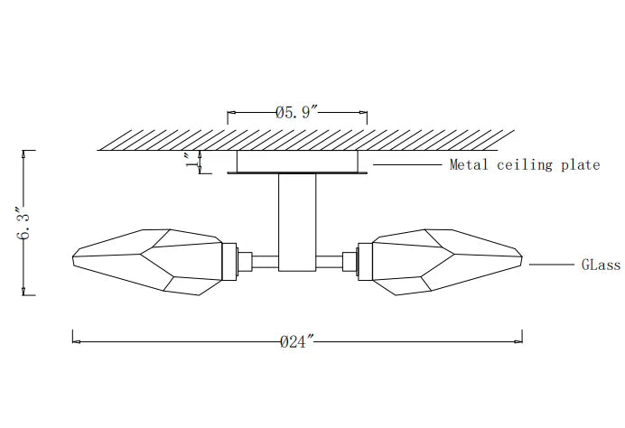 Custom Rock Crystal 4 Lights Ceiling Light