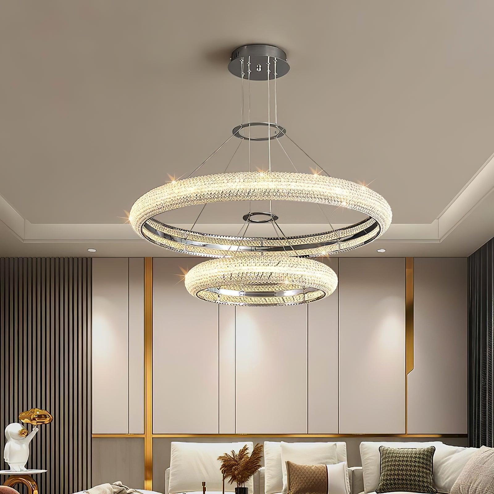 Asscher Ring Chandelier ∅ 17.7″ - Crystals-1-Luxehomezone