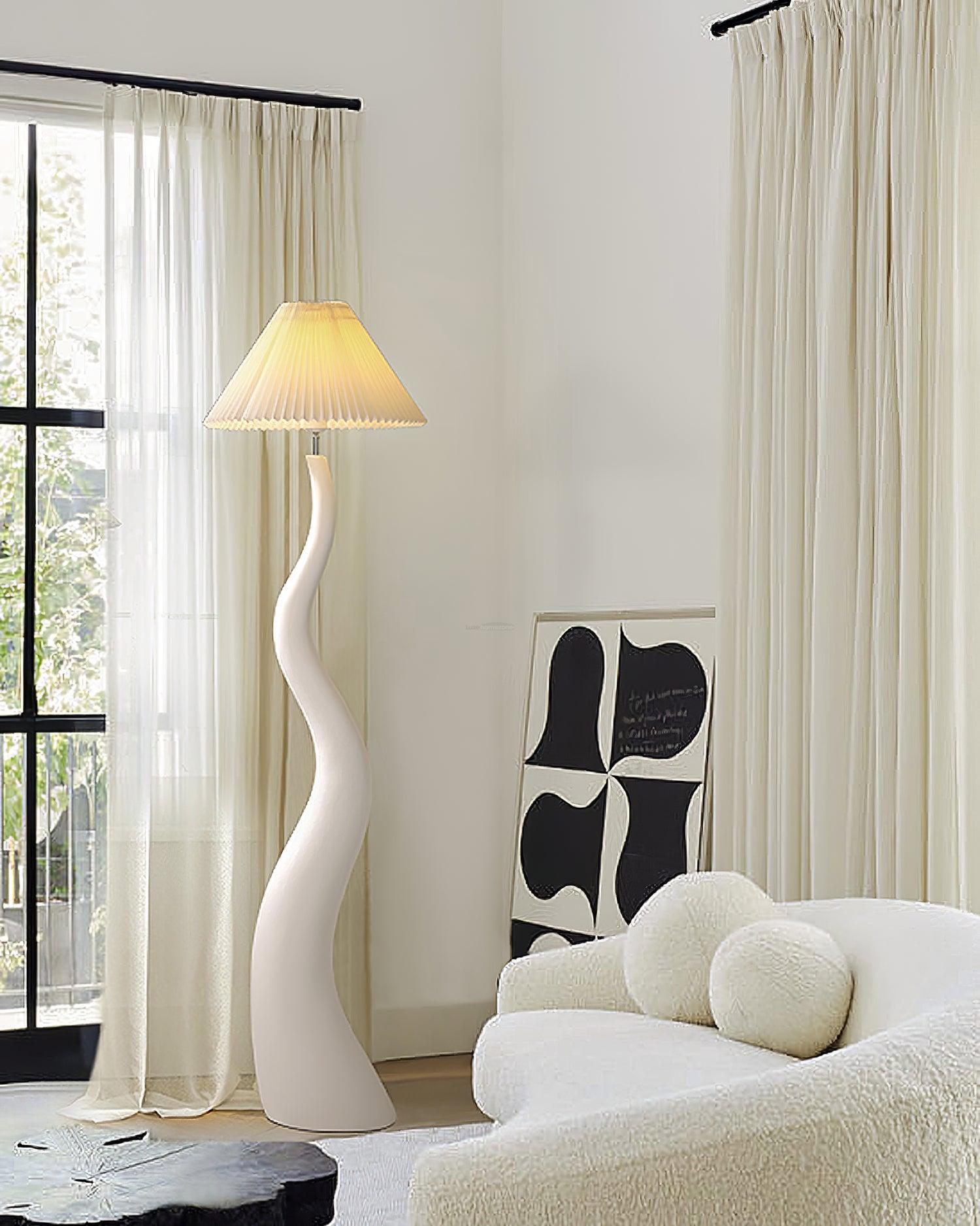 Twisted Pleated Floor Lamp ∅ 17.7″ - Fabric-1-Luxehomezone