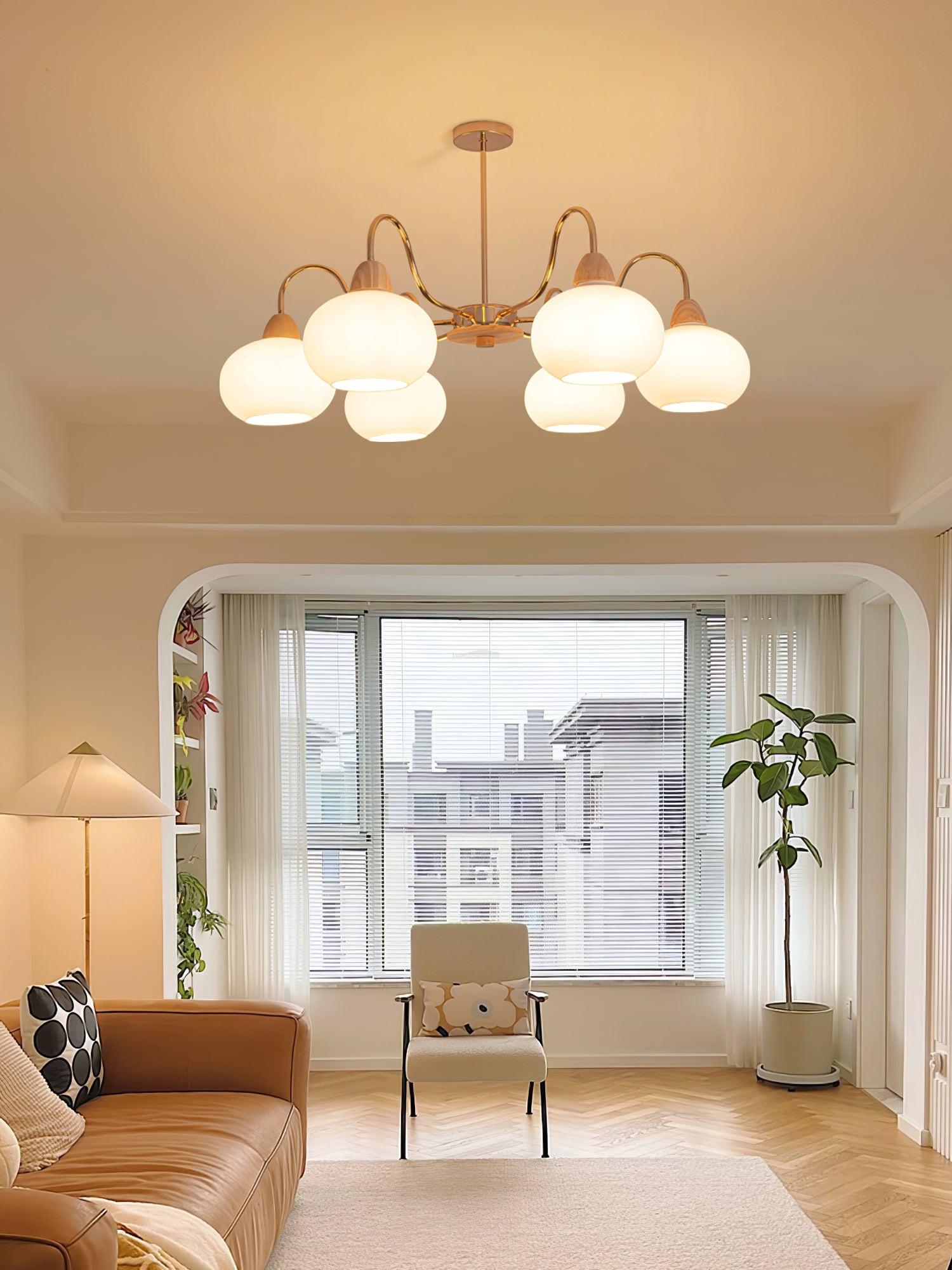 Glass Persimmon Chandelier with 3/5/6/8 heads - Glass Chandelier, Persimmon-1-Luxehomezone