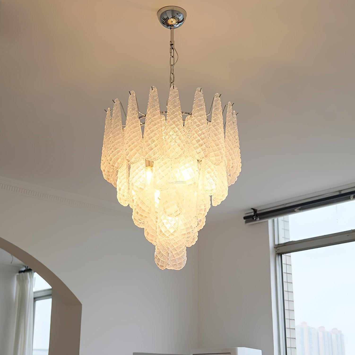 Grid Glass Style Waterfall Chandelier - Cylinder-1-Luxehomezone