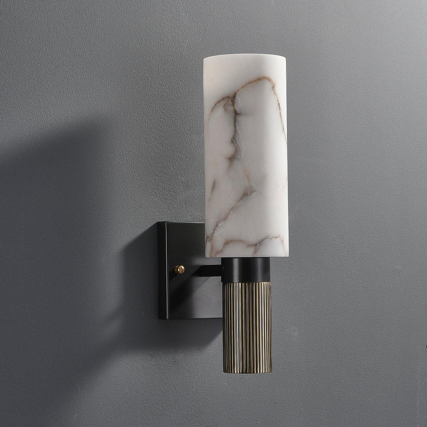 Torch Marble Walll Sconce - Alabaster, Alabaster Wall Lamp-1-Luxehomezone