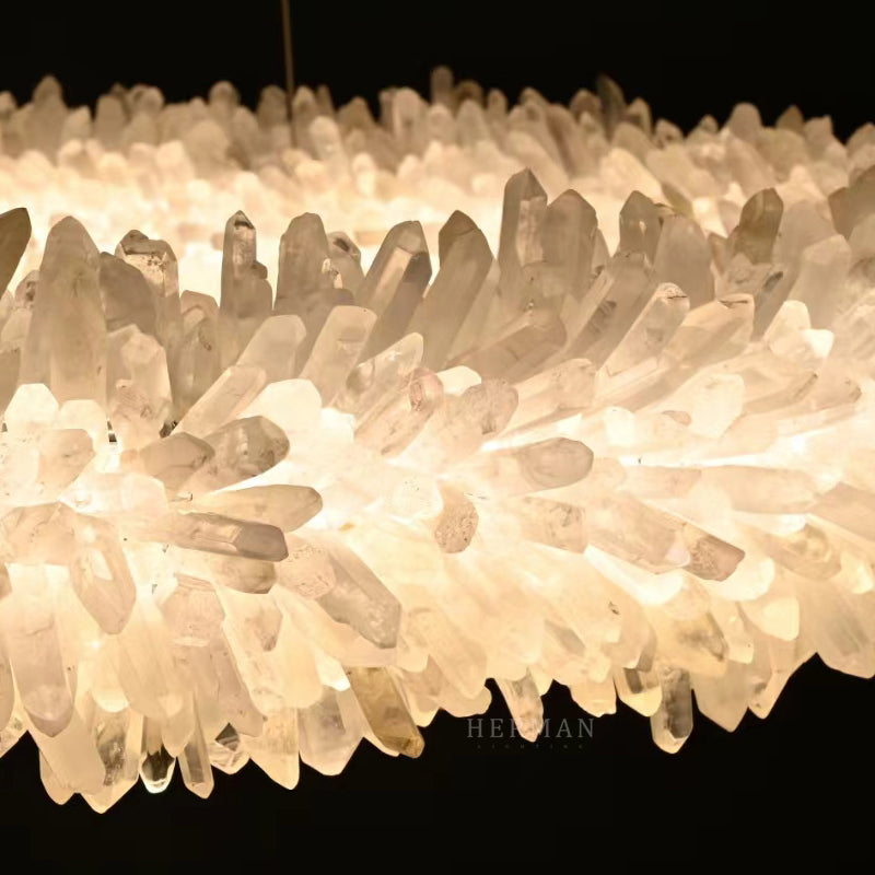 Prima Crystal Round Clear Geode Quartz Ring Chandelier 24-47 Inch