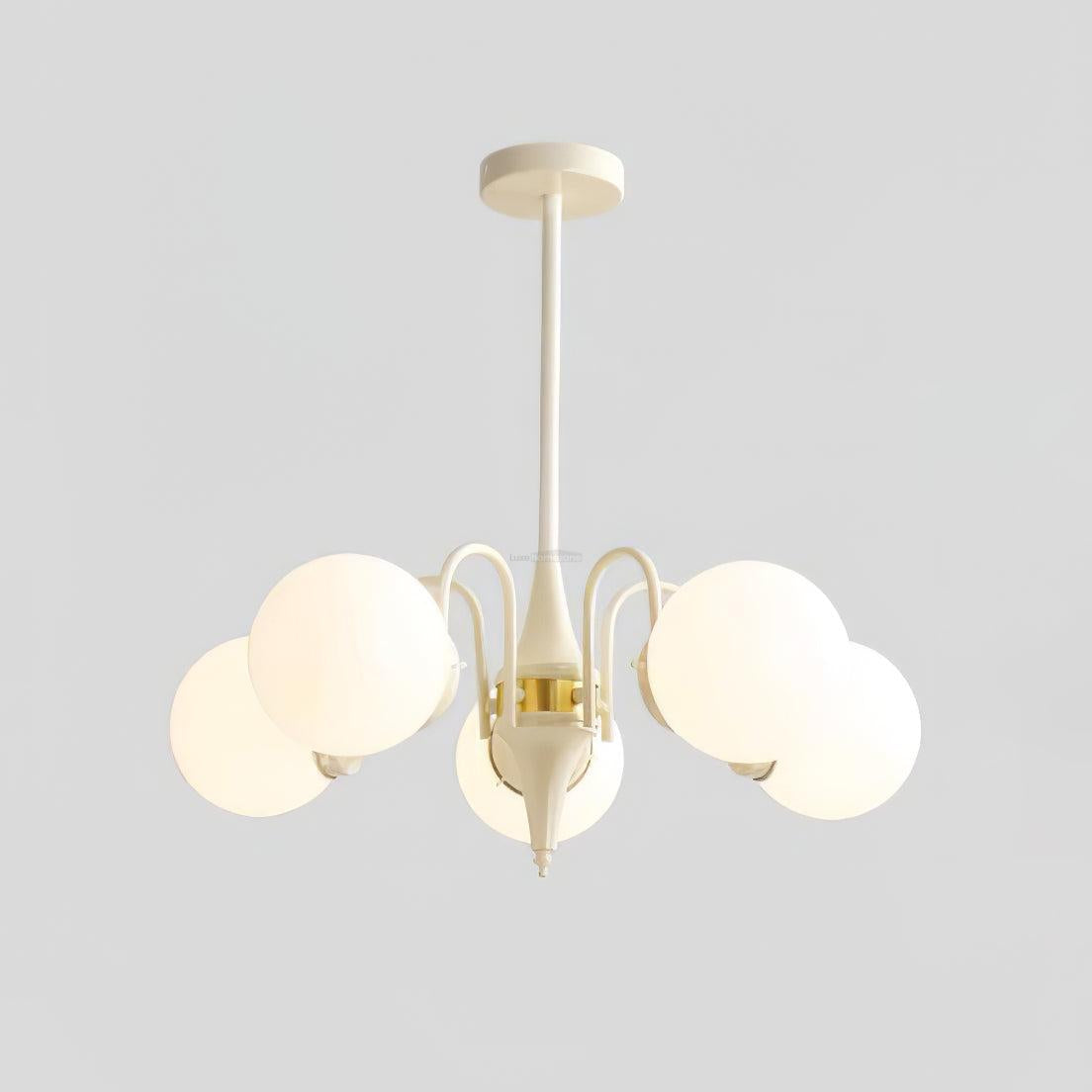 Cream Glass Ball Chandelier ∅ 19.7″ - Bend-1-Luxehomezone