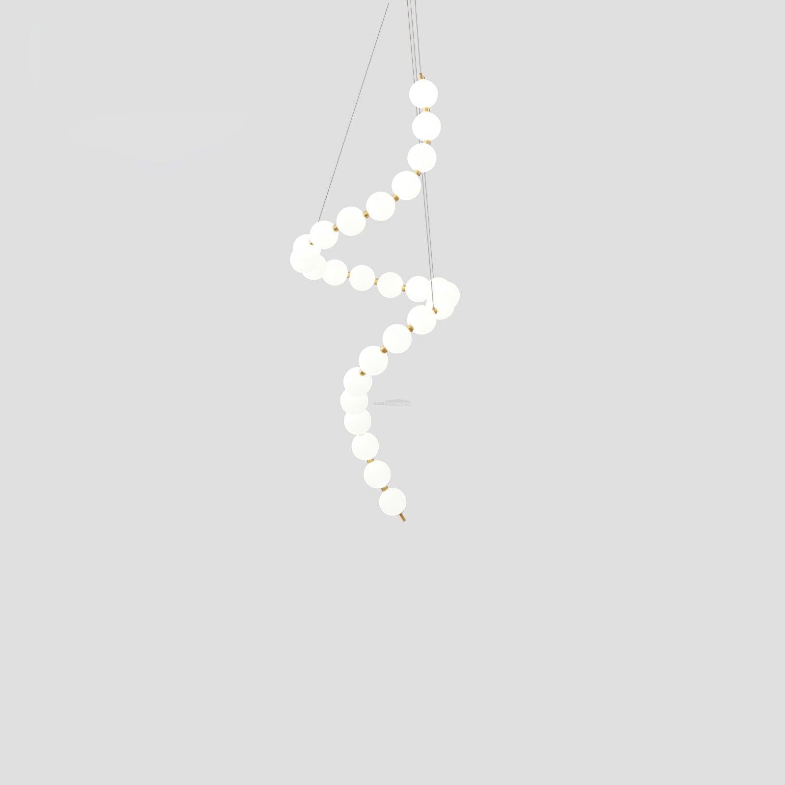 Acrylic Pearl Necklace Style Chandelier - Brass & White, Cluster-1-Luxehomezone