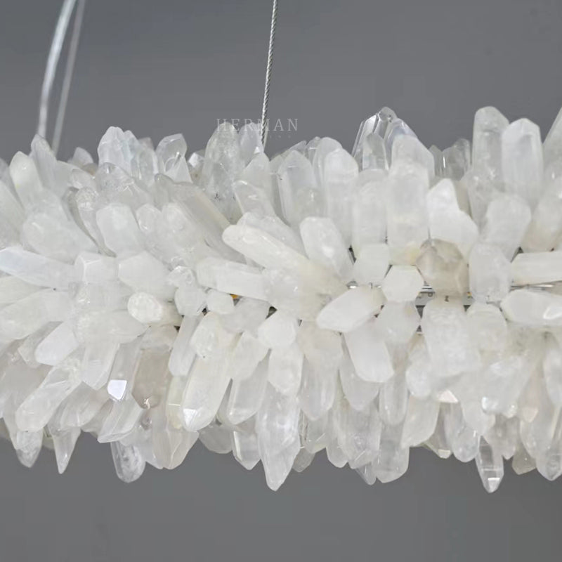 Prima Crystal Round Clear Geode Quartz Ring Chandelier 24-47 Inch