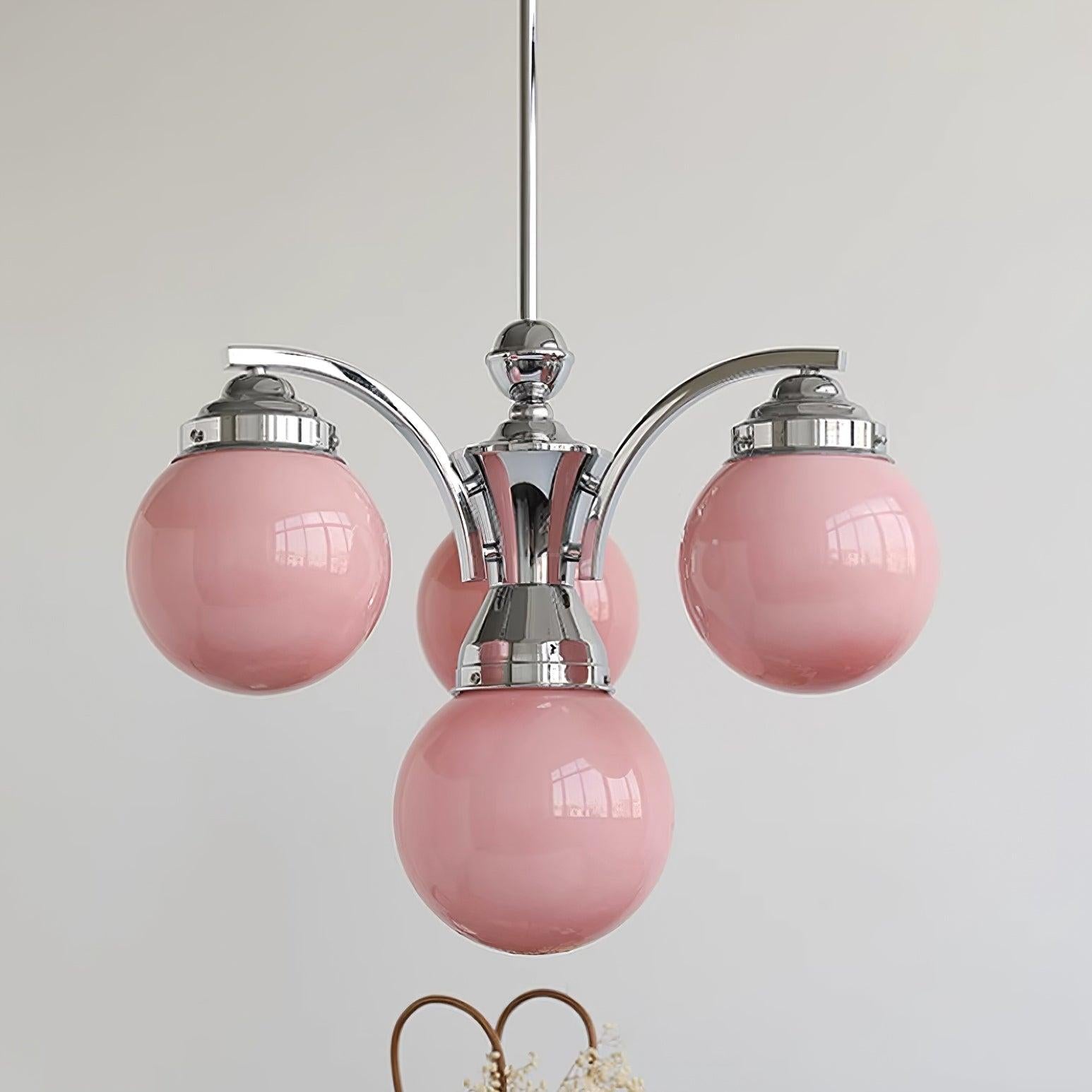 Pink Salamanca Chandelier with 4/6 heads - Glass Chandelier, Persimmon-1-Luxehomezone