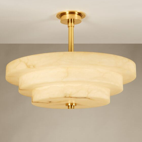 Pershore Alabaster Semi Flush Ceiling Light- Small
