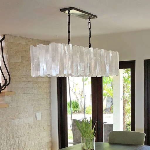 Mary Selenite Rectangular Multi-Tier Chandelier
