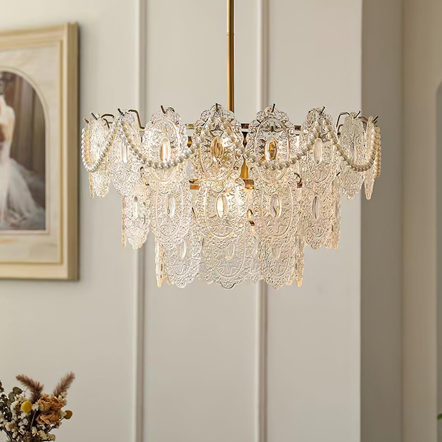 Wave Pearl Style Chandelier - Cylinder-1-Luxehomezone