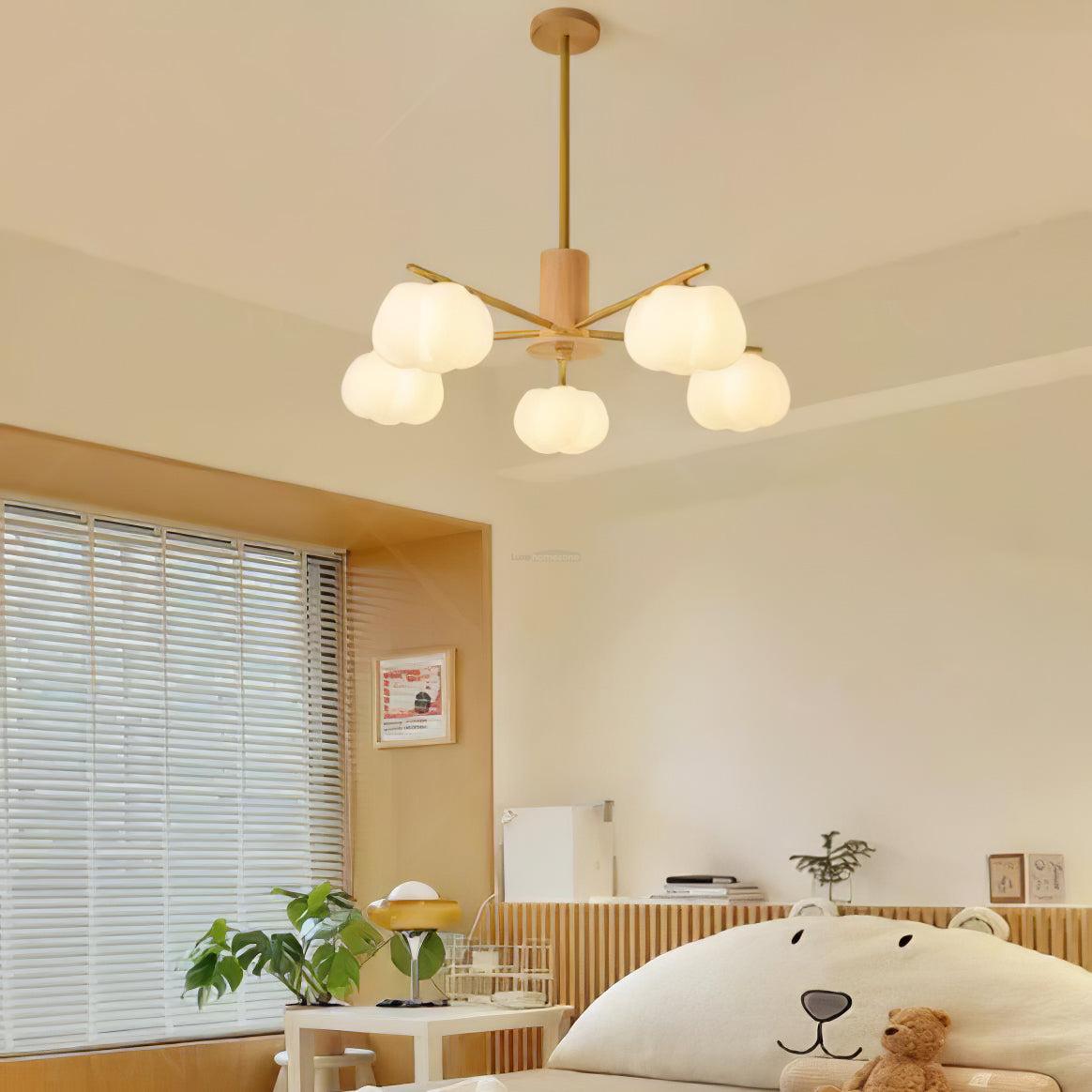 Wooden Cotton Balls Chandelier with 5/8 lamps - Zahara-1-Luxehomezone