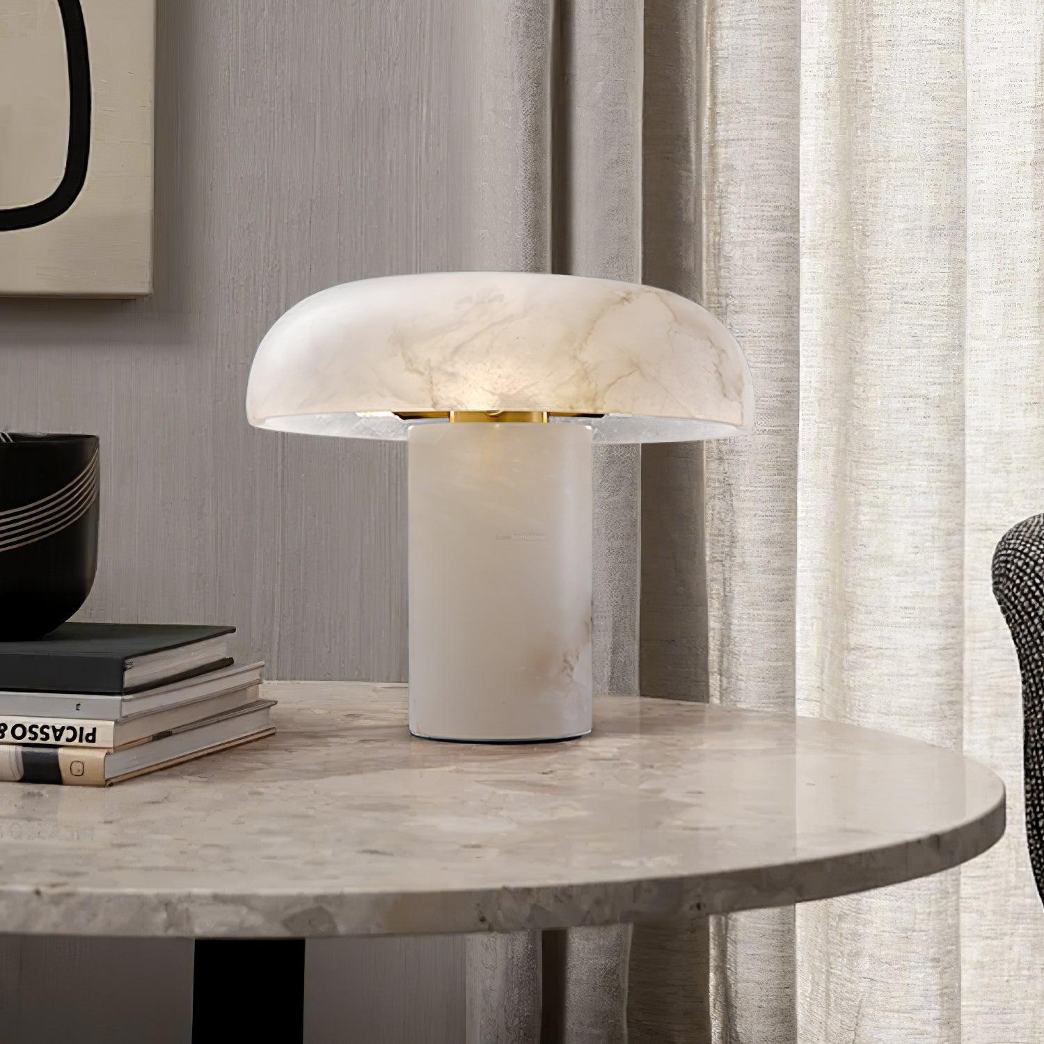 Mushroom Table Lamp Style B - Alabaster-1-Luxehomezone