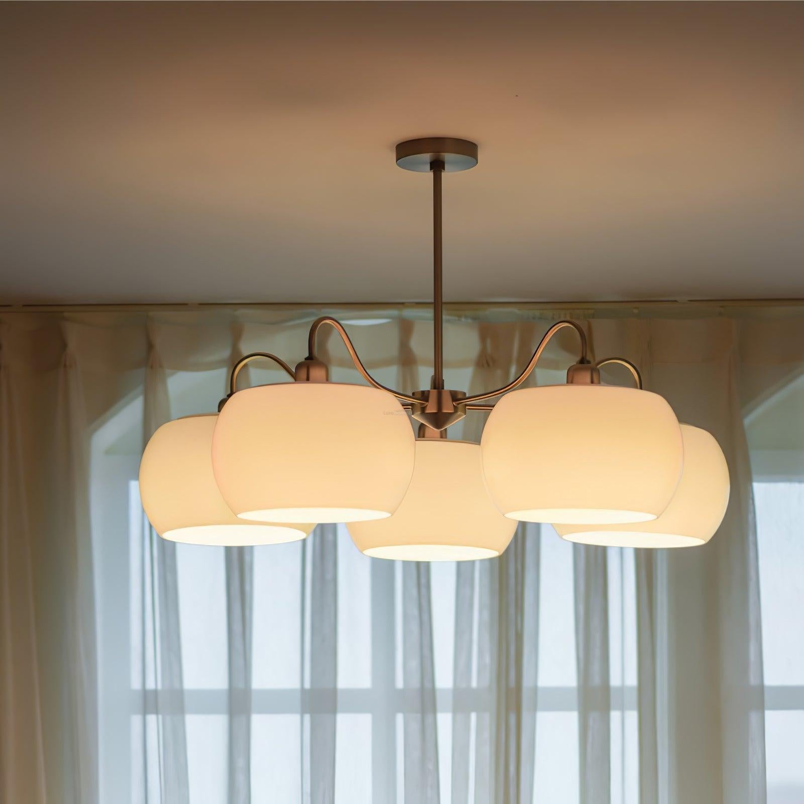 Nickel Glass Persimmon Chandelier with 3/5 heads - Glass Chandelier, Optimized, Persimmon-1-Luxehomezone