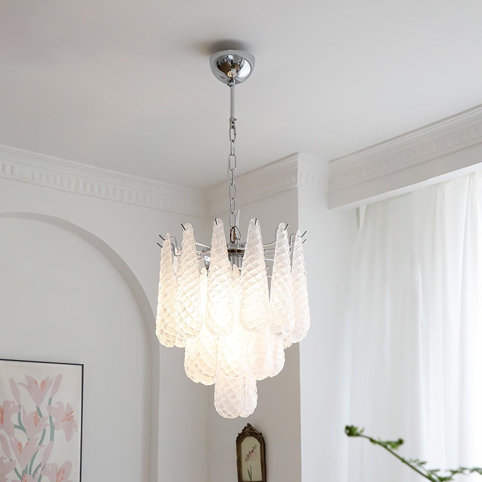 Grid Glass Style Waterfall Chandelier - Cylinder-1-Luxehomezone