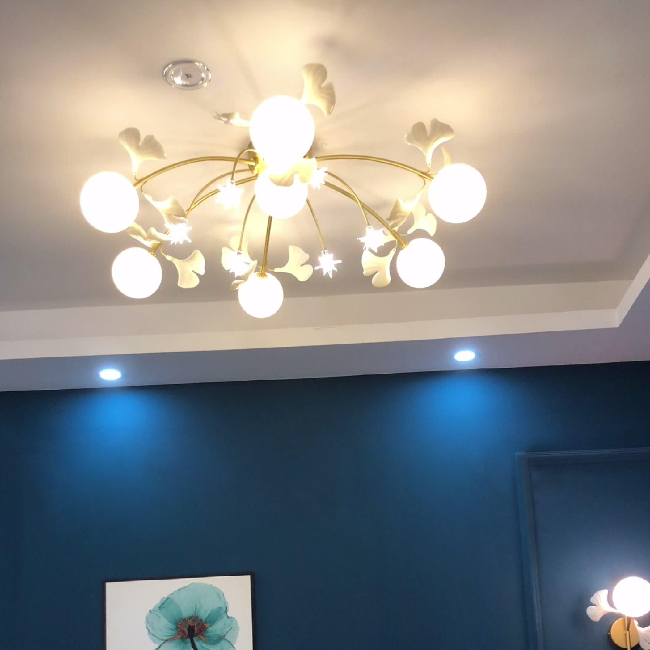 Ginkgo Glass Ceiling Lamp ∅ 39.4″ - Bend, Semi Flush Mounts-1-Luxehomezone
