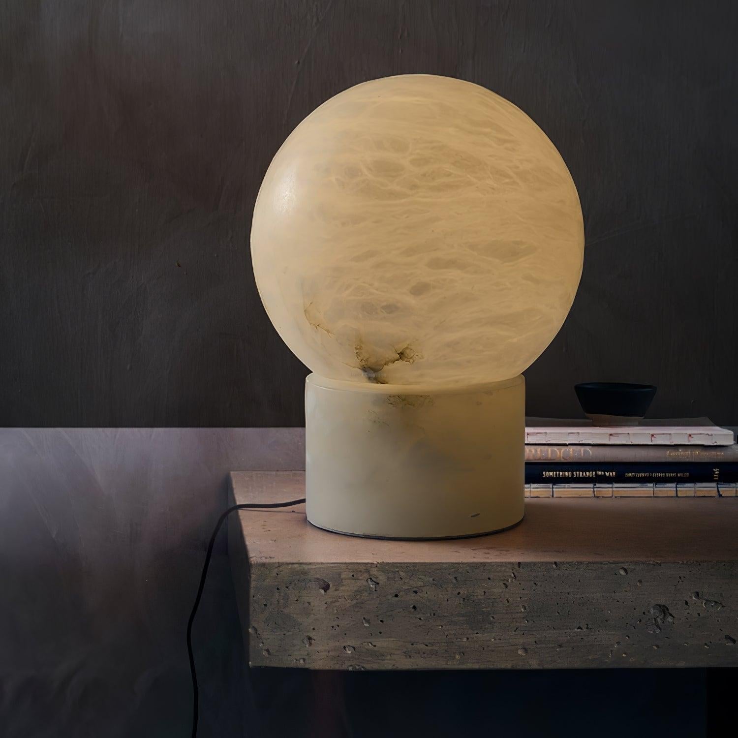 Marble Ball Table Lamp - Alabaster-1-Luxehomezone
