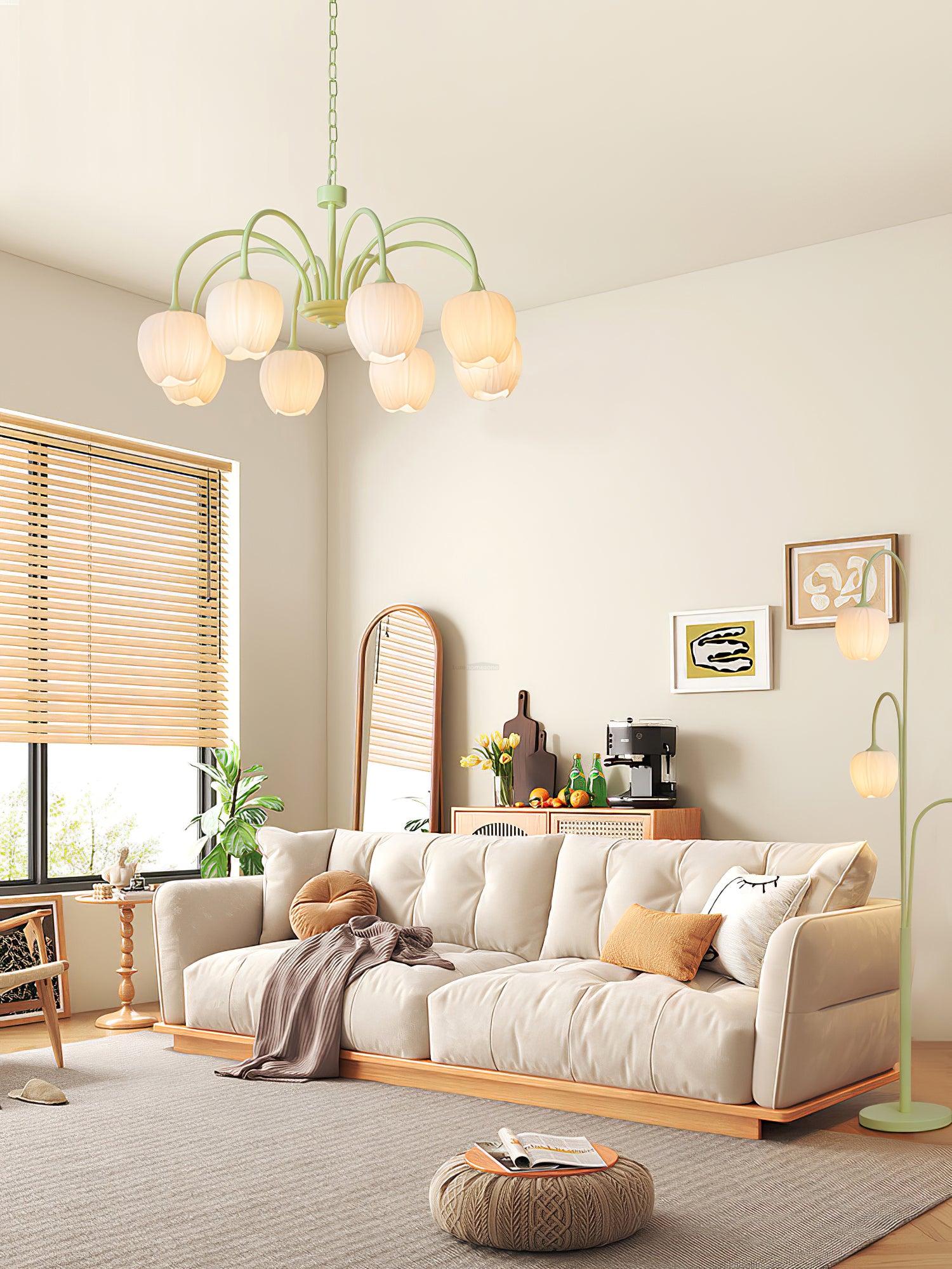 Tulip Matcha Chandelier with 5/6/8 heads - Luxehomezone