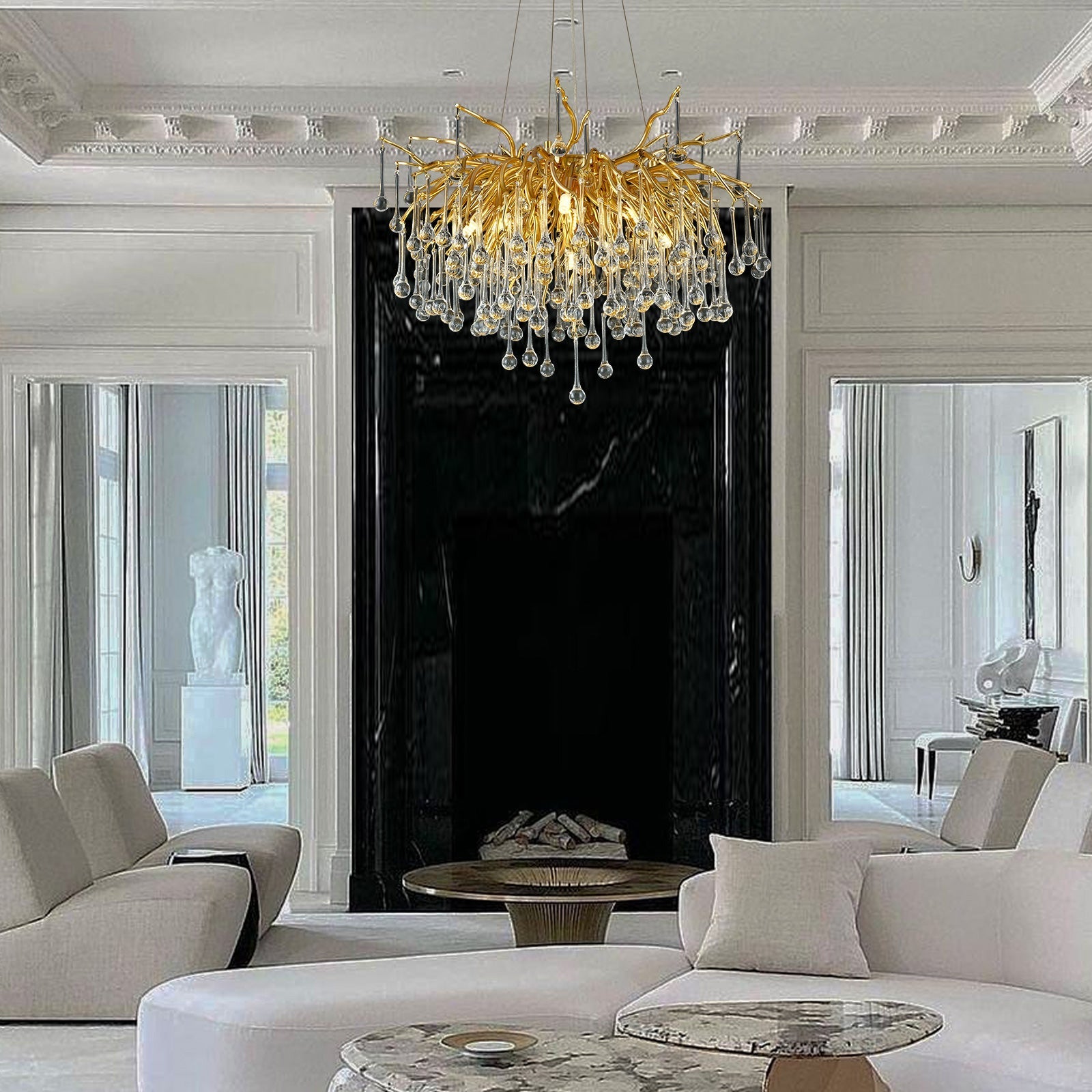 Gold Raindrop Crystal Chandelier