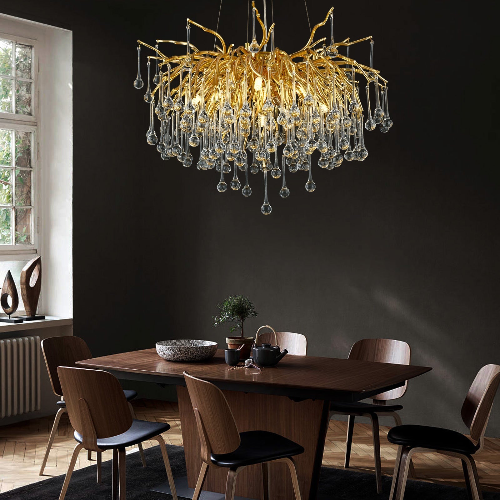 Gold Raindrop Crystal Chandelier