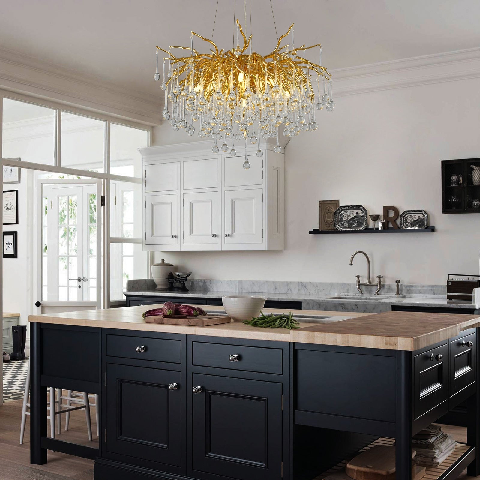 Gold Raindrop Crystal Chandelier